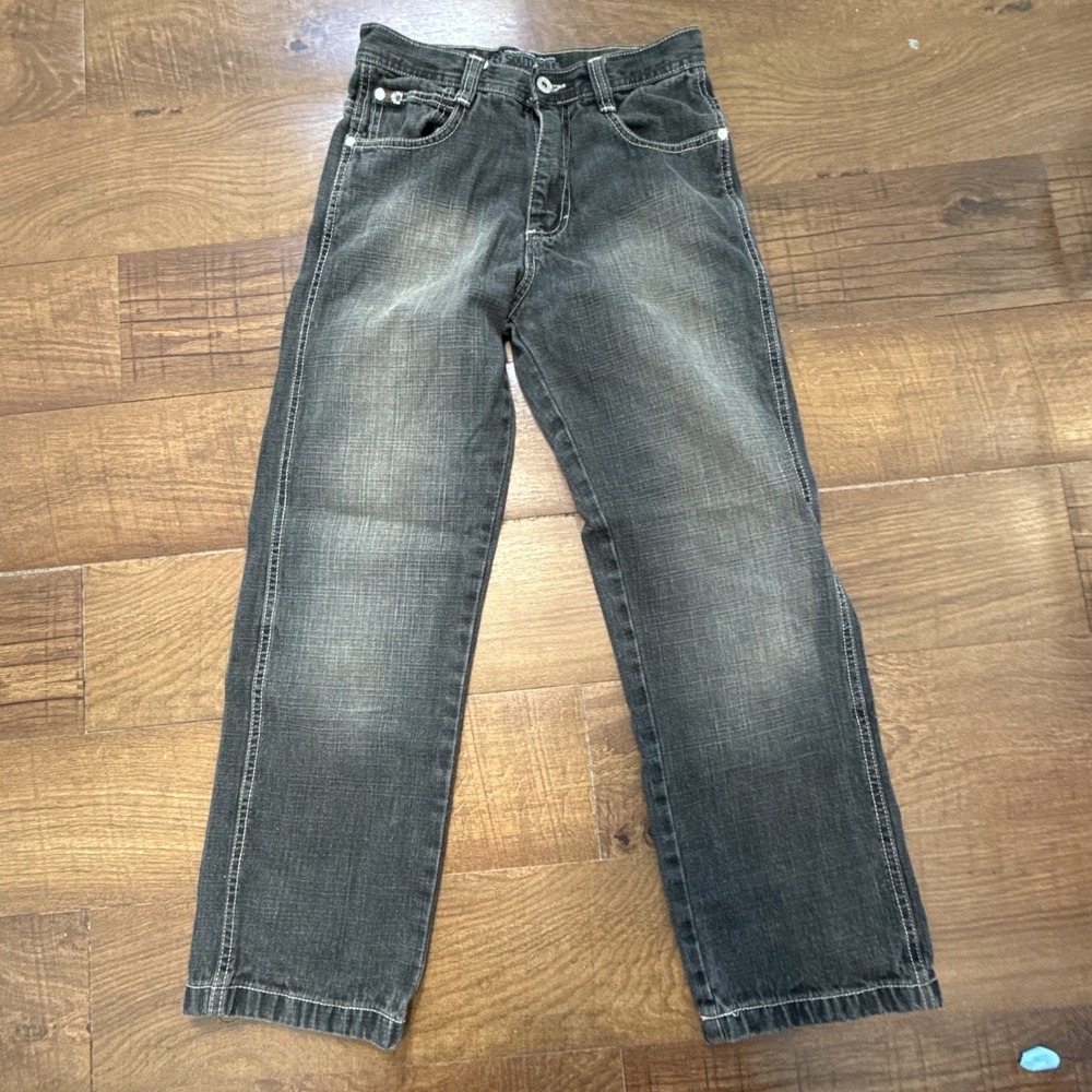 SouthPole Size 12 Black Washed Red Tabs Baggy Y2K Denim Jeans